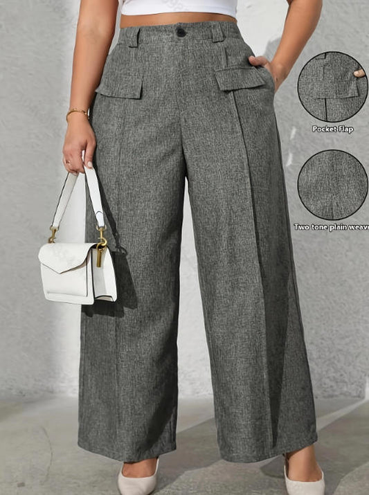 High-waisted wide-leg trousers