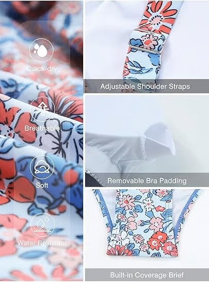🩱Women Vintage Tummy Control Two Piece Tankini Swimsuits