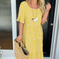 Round Neck Polka Dot Print Midi Dress