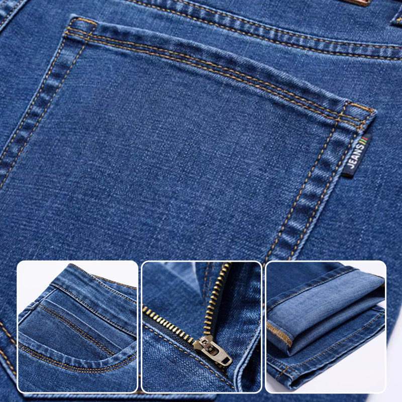 📢📢40% OFF !! ⏰Men's Elastic High Waist Straight Leg Jeans – Stretch Cotton, Breathable, Classic Fit ✨