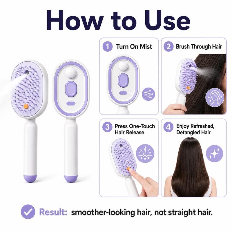 🔥LAST DAY SALE ONLY ￡14.99!!🔥ProGlide™🇬🇧 Scalp Massager Comb 💆‍♀️ – Self-Cleaning 🧼, Tangle-Free ✂️ & Frizz-Control Hair Brush with Soothing Mist Spray 💨✨ | Perfect for Dry, Brittle Hair 💧🌟