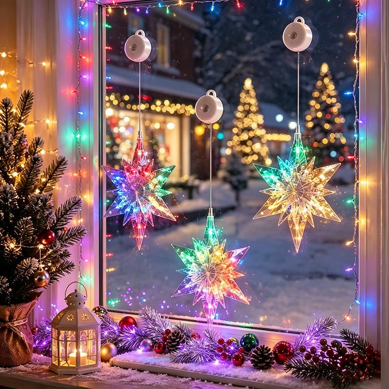 ⏳LAST DAY SALE ONLY ￡7.99!!🎄❄️ DIY Christmas Snowflake Suction Cup LED Lights ✨ | Battery Operated, Warm & Multi-Colour, Window Suction Lights, Christmas Home & Party Decor