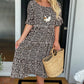 Round Neck Polka Dot Print Midi Dress