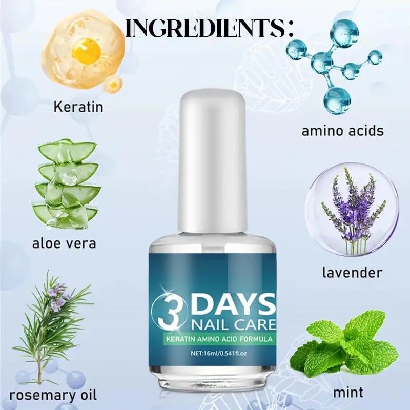 💝LAST DAY - BUY 1 GET 1 FREE!!💝3 Days Nail Care - Keratin Amino Acid Formula, Suitable for Soft and Fragile Nails