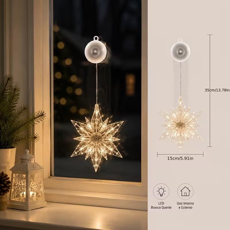 ⏳LAST DAY SALE ONLY ￡7.99!!🎄❄️ DIY Christmas Snowflake Suction Cup LED Lights ✨ | Battery Operated, Warm & Multi-Colour, Window Suction Lights, Christmas Home & Party Decor