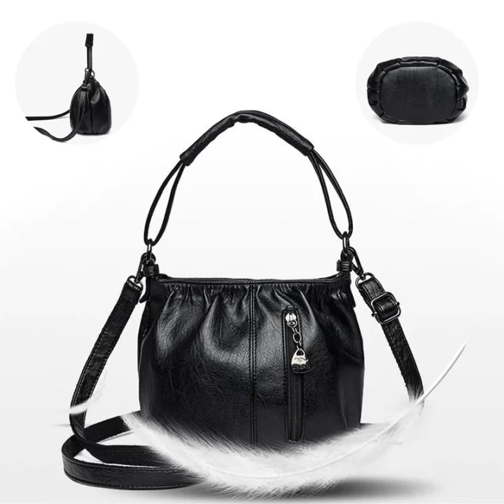👜 60% OFF 💼 Pleated Bucket Leather Handbag – Soft Material, Adjustable Strap & Chic Casual Style ✨