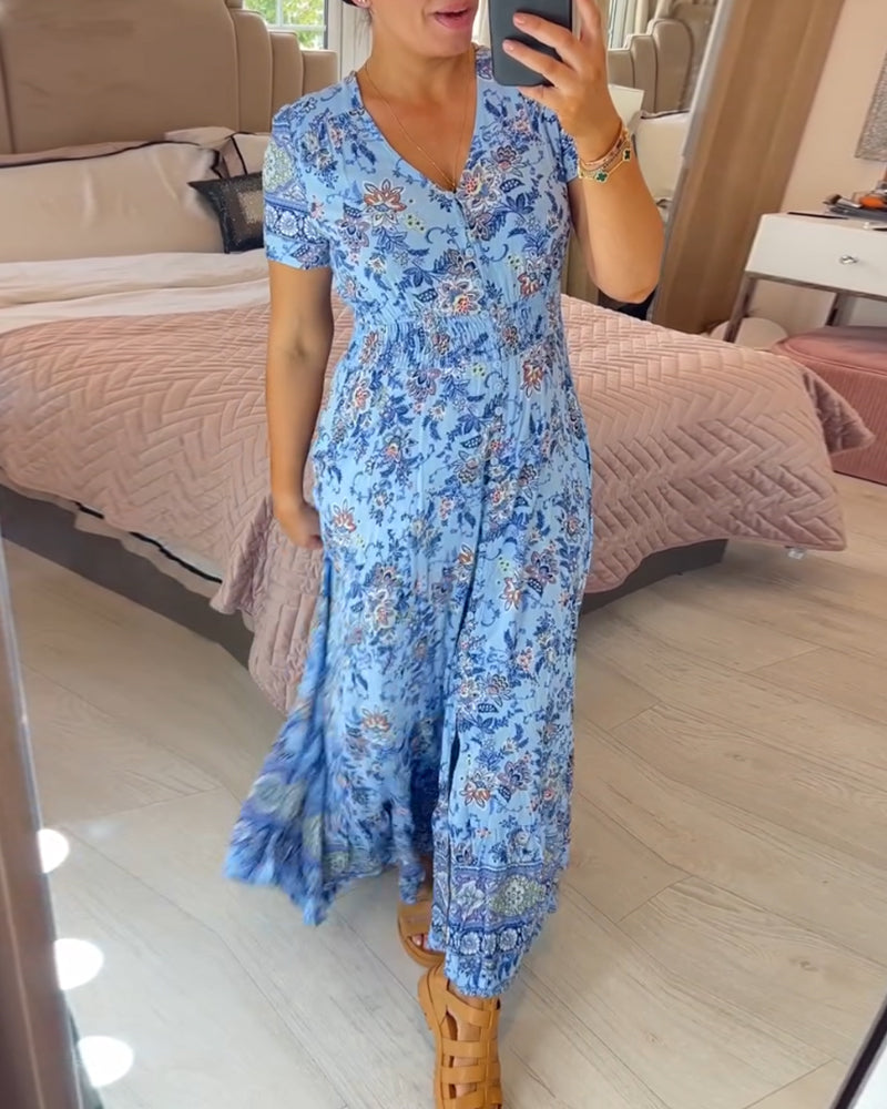 🌸Big price reduction！🌸Floral Print V-neck Dress