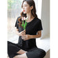 💖Limited Sale 50% OFF💖Soft Comfortable Ice Silk Short Sleeve T-Shirt Two Piece Set Loose Wide-leg Pants
