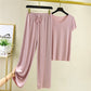 💖Limited Sale 50% OFF💖Soft Comfortable Ice Silk Short Sleeve T-Shirt Two Piece Set Loose Wide-leg Pants