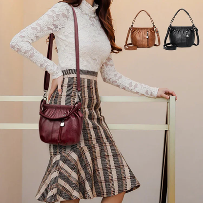 👜 60% OFF 💼 Pleated Bucket Leather Handbag – Soft Material, Adjustable Strap & Chic Casual Style ✨