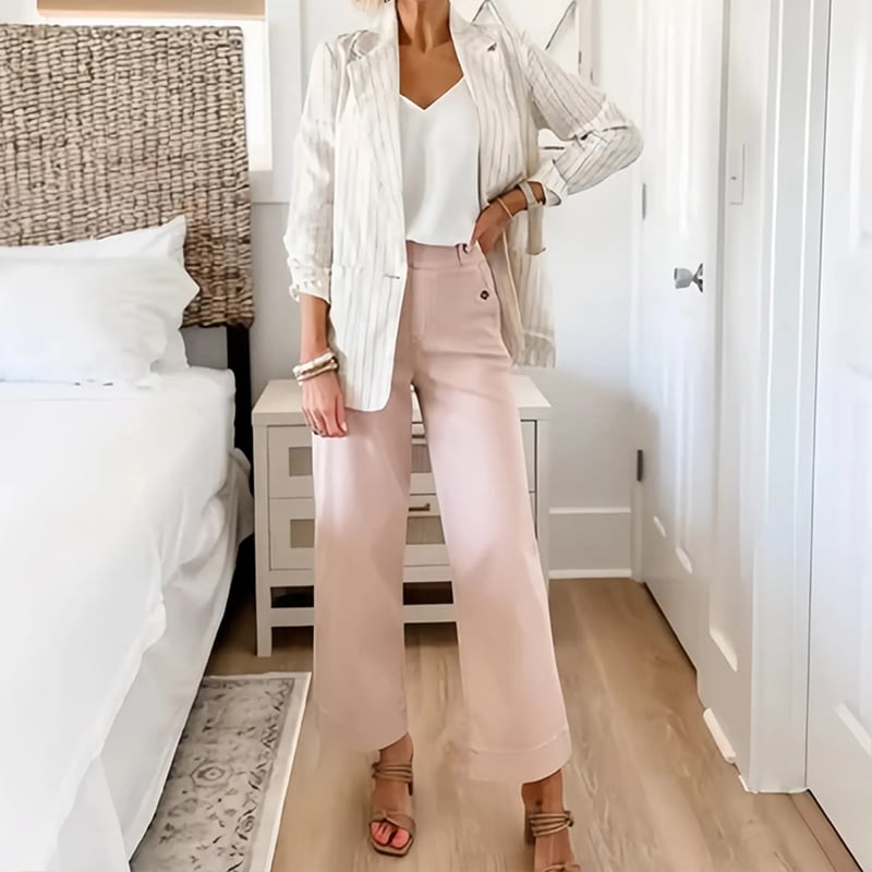 👖Stretch Twill Cropped Wide Leg Pants