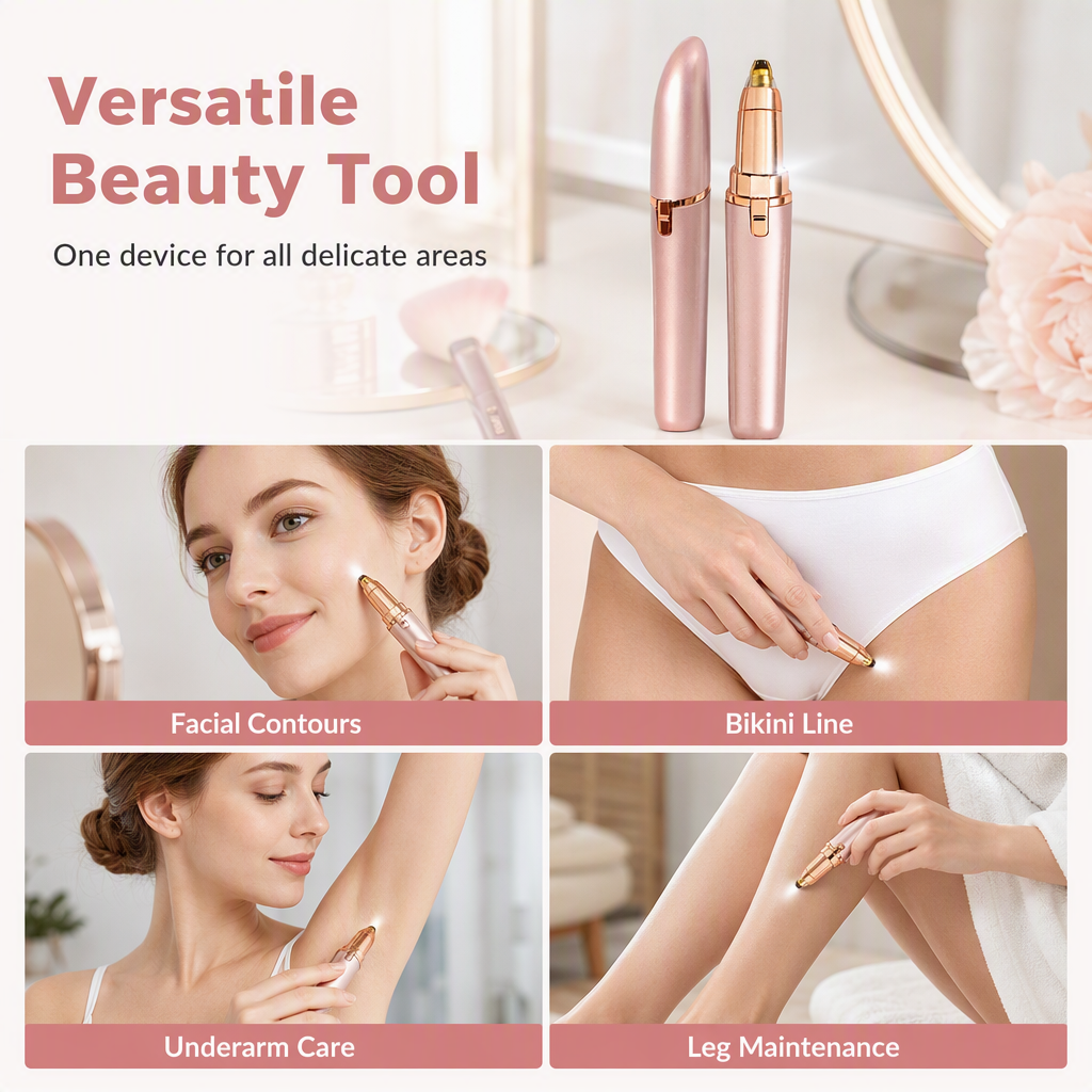 📢📢40% OFF !! ⏰ Electric Eyebrow Trimmer Pen with LED Light – USB Rechargeable Precision Hair Remover
