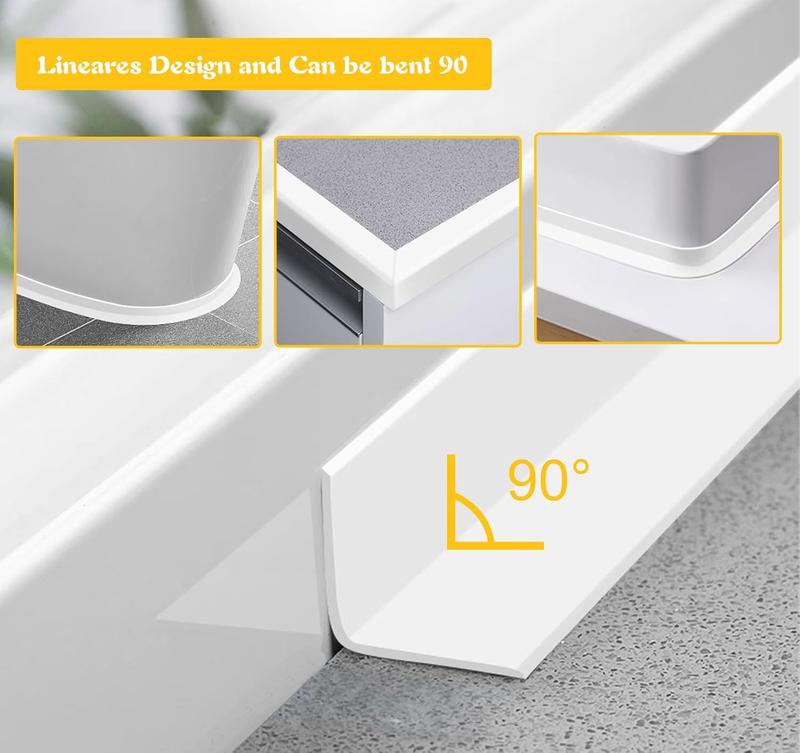 Bath Sealant Strip Self Adhesive 3 Rolls Caulk Tape White Waterproof Seal for Toilet Bathtub Shower Sink Wall Corner Kitchen with Sealing Tool 3.2m Length 38mm Width