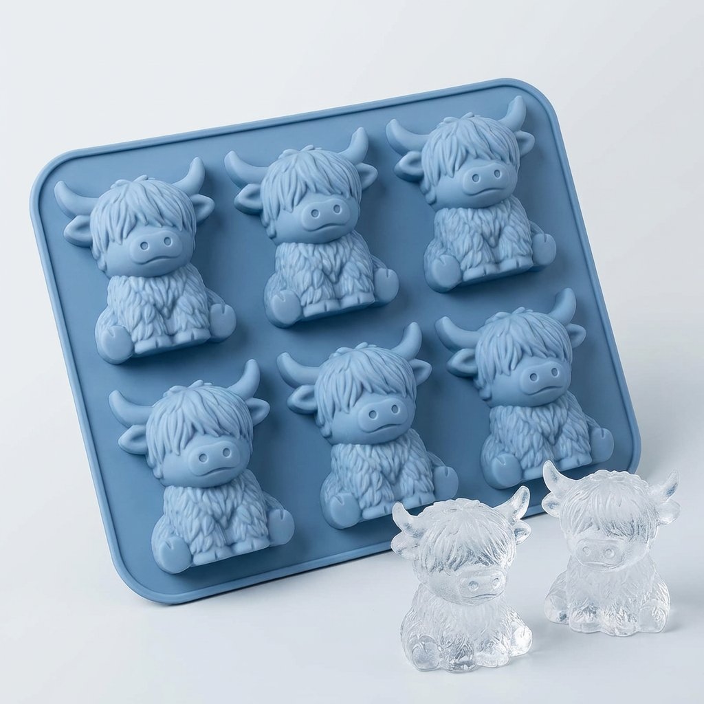 ⏳Last Day Special Price ￡6.99!!🐇🐰 Mini Highland Cow/Rabbit Ice Cube Mold – Cute 3D Ice for Drinks, Parties & Gifts