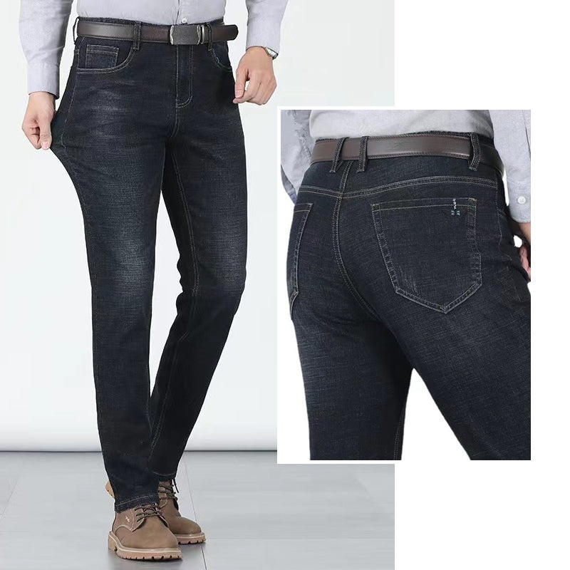 📢📢40% OFF !! ⏰Men's Elastic High Waist Straight Leg Jeans – Stretch Cotton, Breathable, Classic Fit ✨