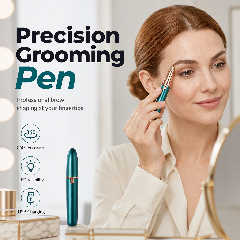 📢📢40% OFF !! ⏰ Electric Eyebrow Trimmer Pen with LED Light – USB Rechargeable Precision Hair Remover