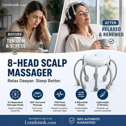 🐙 LIMITED-TIME 50% OFF! 💆‍♂️ Intelligent Octopus Head Massager – Relaxing Kneading, Multiple Modes & Portable Design 🔋