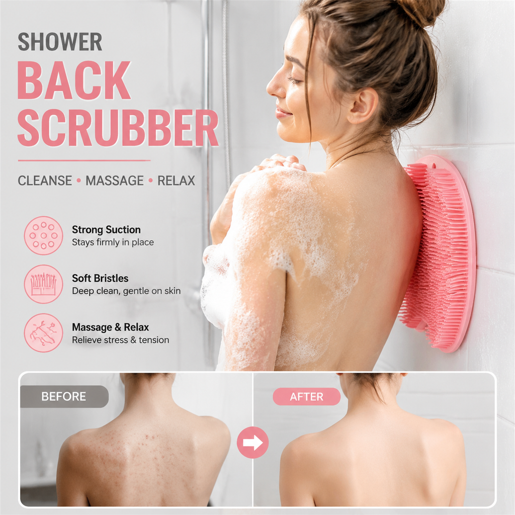 🥳HOT SALE🥳💞10K+ SOLD! Shower Scrubber- Dual-sided, non-slip & massage pad. Deep clean – grab yours! ✅
