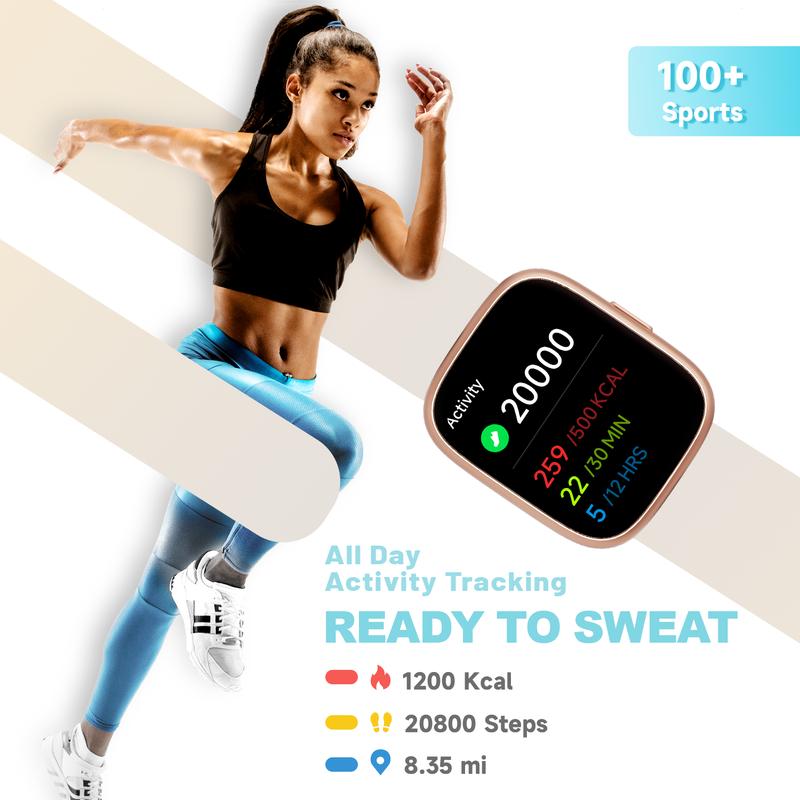 Smart Watch for Women Men, Fitness Tracker with Answer/Make Calls, Fitness Watch with Sleep Tracker/100 Sports/IP68 Waterproof Pedometer