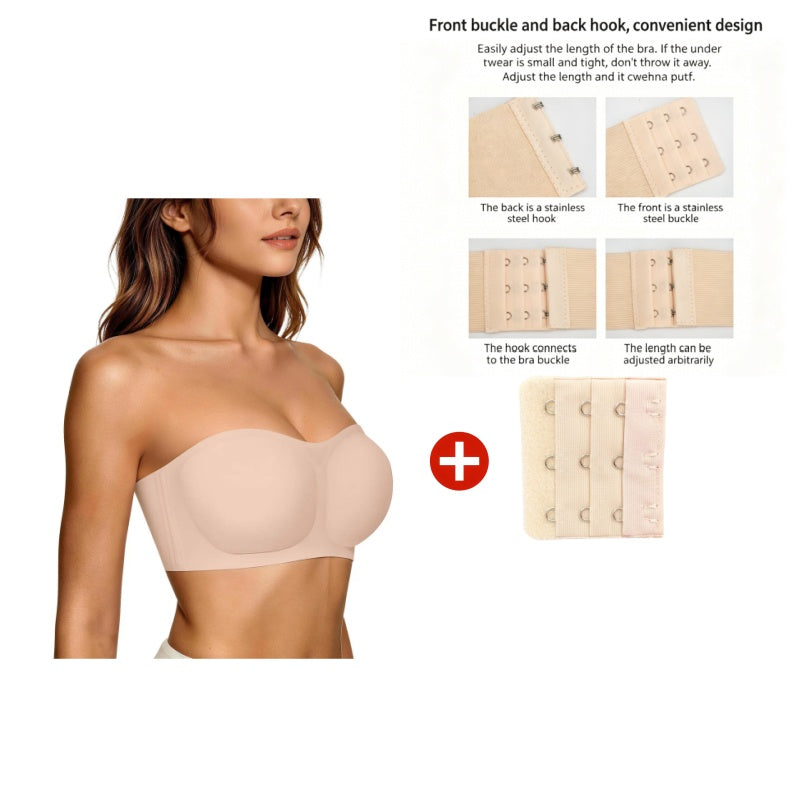 ⛱️Last Day Special Price ￡7.99!!💞Womens Strapless Bras Push Up Bandeau Bra Non Slip Wireless Supportive Padded Bras Seamless Comfortable Tube Jelly Bra