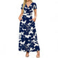👗2026 Summer Hot Sale 49% OFF🌈 Women's V neck Ankle Length Floral Print Beach Long Flowy  Maxi Dress with Pockets🎀