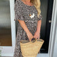 Round Neck Polka Dot Print Midi Dress