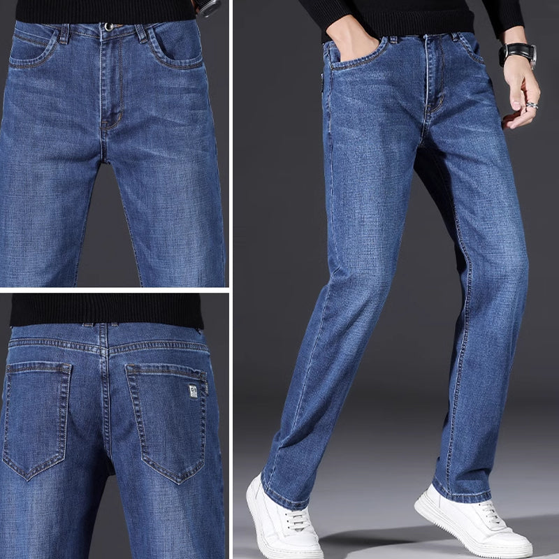 📢📢40% OFF !! ⏰Men's Elastic High Waist Straight Leg Jeans – Stretch Cotton, Breathable, Classic Fit ✨