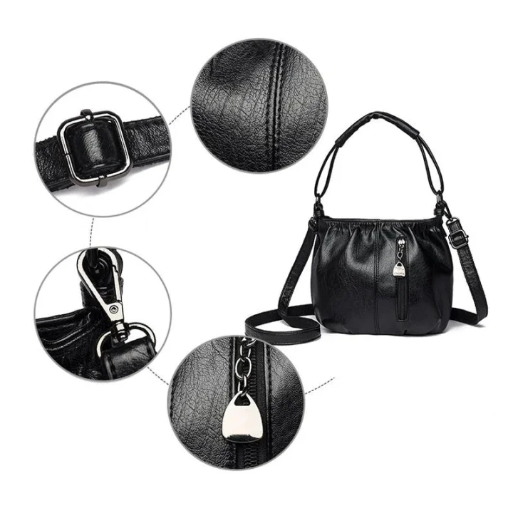 👜 60% OFF 💼 Pleated Bucket Leather Handbag – Soft Material, Adjustable Strap & Chic Casual Style ✨