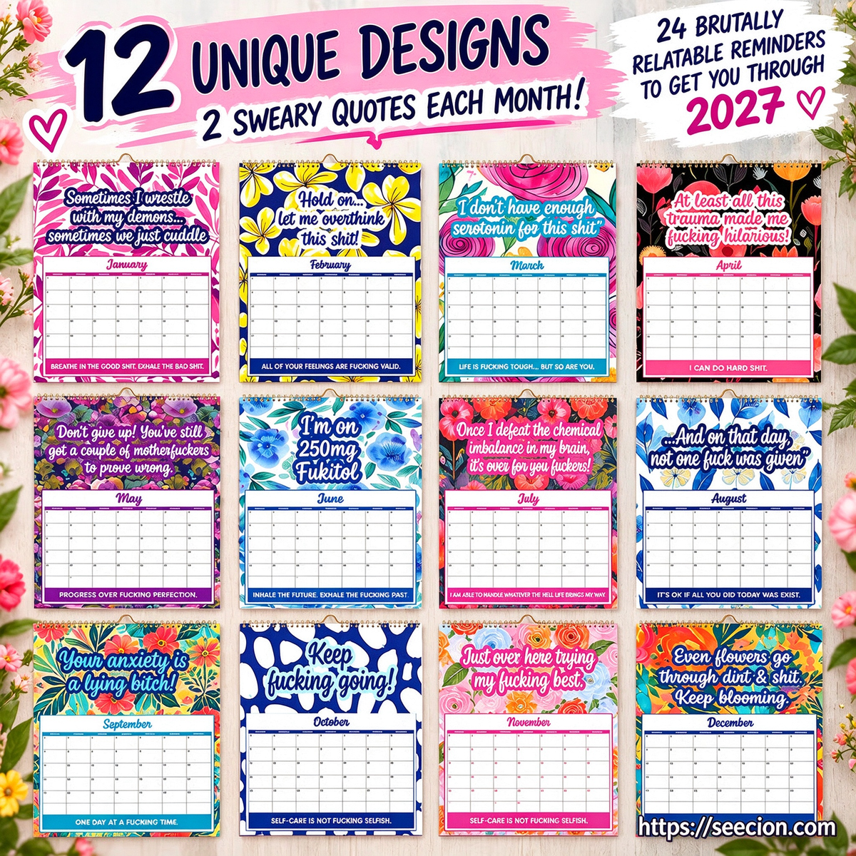🔥HOT SALE 70% OFF💓2027 Sweary Mental Health Calendar