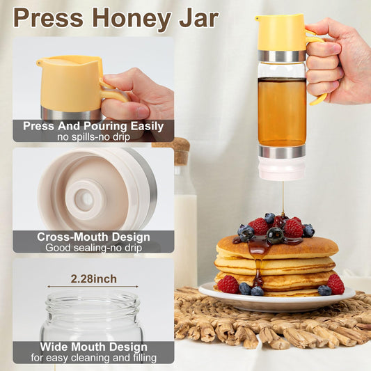 ✨ 9oz No-Drip Glass Honey & Syrup Dispenser – Mess-Free, Easy Pour & Perfect for Kitchen & Breakfast 🍽️