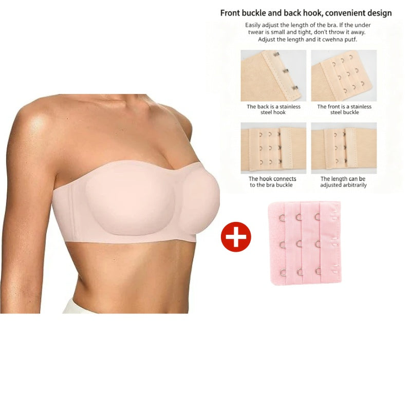 ⛱️Last Day Special Price ￡7.99!!💞Womens Strapless Bras Push Up Bandeau Bra Non Slip Wireless Supportive Padded Bras Seamless Comfortable Tube Jelly Bra