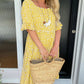 Round Neck Polka Dot Print Midi Dress