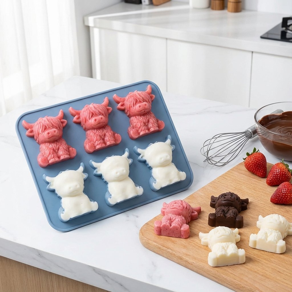 ⏳Last Day Special Price ￡6.99!!🐇🐰 Mini Highland Cow/Rabbit Ice Cube Mold – Cute 3D Ice for Drinks, Parties & Gifts