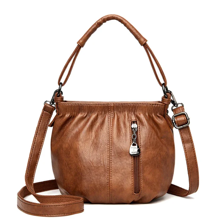 👜 60% OFF 💼 Pleated Bucket Leather Handbag – Soft Material, Adjustable Strap & Chic Casual Style ✨