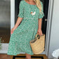 Round Neck Polka Dot Print Midi Dress