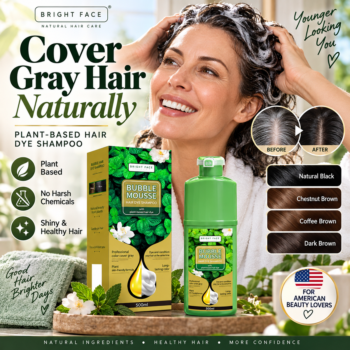 🏆 Last Day Special Price £11.99! 💇‍♀️Long‑Lasting Plant‑Based Foam Hair Dye｜Ammonia‑Free Easy DIY At‑Home Foam Hair Color