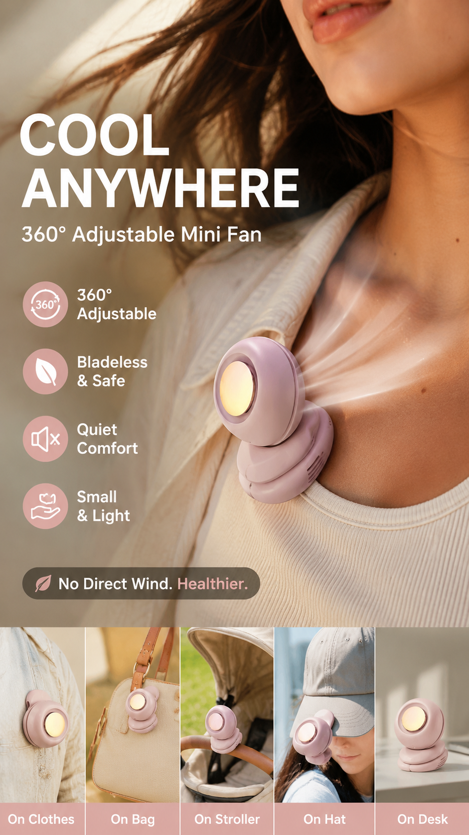 ⏳Summer Hot Sale: ONLY ￡11.99!!💞50K+ SOLD!💨2-in-1 Wearable Fan – Instantly Cools You by Up to 10°C | 24H Quiet Hands-Free Airflow🌀🌿