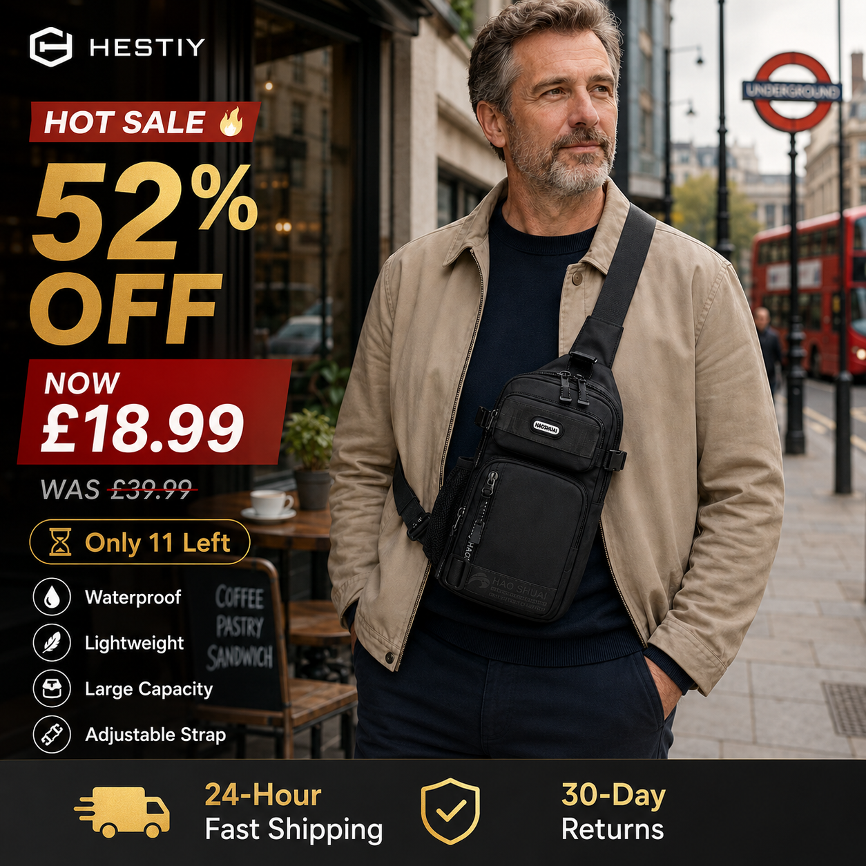 💼Hot Sale 50% OFF! 🔥 2026 Adjustable Oxford Cloth Casual Chest Bag – Stylish & Durable ✨