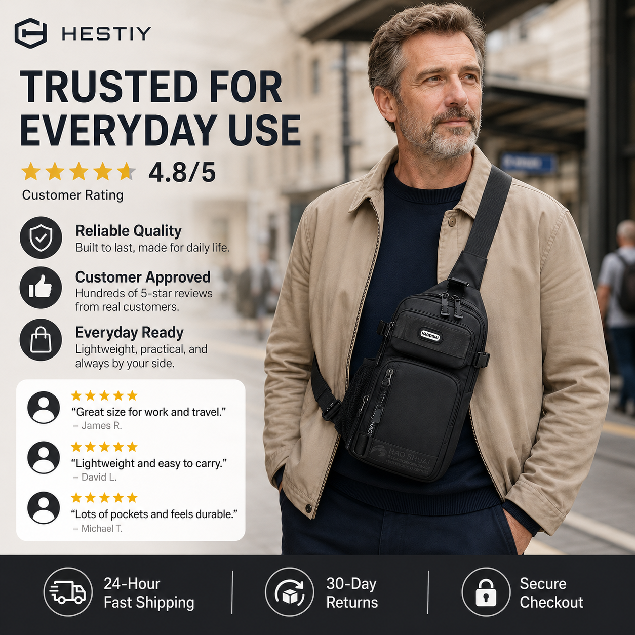 💼Hot Sale 50% OFF! 🔥 2026 Adjustable Oxford Cloth Casual Chest Bag – Stylish & Durable ✨