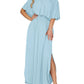 ⏰2026 Summer Hot Sale 50% OFF💃Women's Off-Shoulder Ruffled Side-Slit Maxi Dress with Pockets