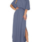 ⏰2026 Summer Hot Sale 50% OFF💃Women's Off-Shoulder Ruffled Side-Slit Maxi Dress with Pockets