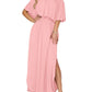 ⏰2026 Summer Hot Sale 50% OFF💃Women's Off-Shoulder Ruffled Side-Slit Maxi Dress with Pockets