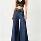🍃Women's Casual Hollow-out High-Waisted Wide-Leg Pants
