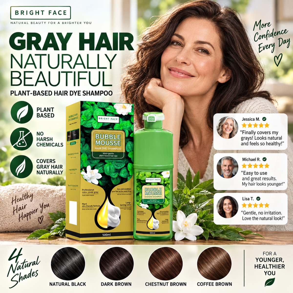 🏆 Last Day Special Price £11.99! 💇‍♀️Long‑Lasting Plant‑Based Foam Hair Dye｜Ammonia‑Free Easy DIY At‑Home Foam Hair Color