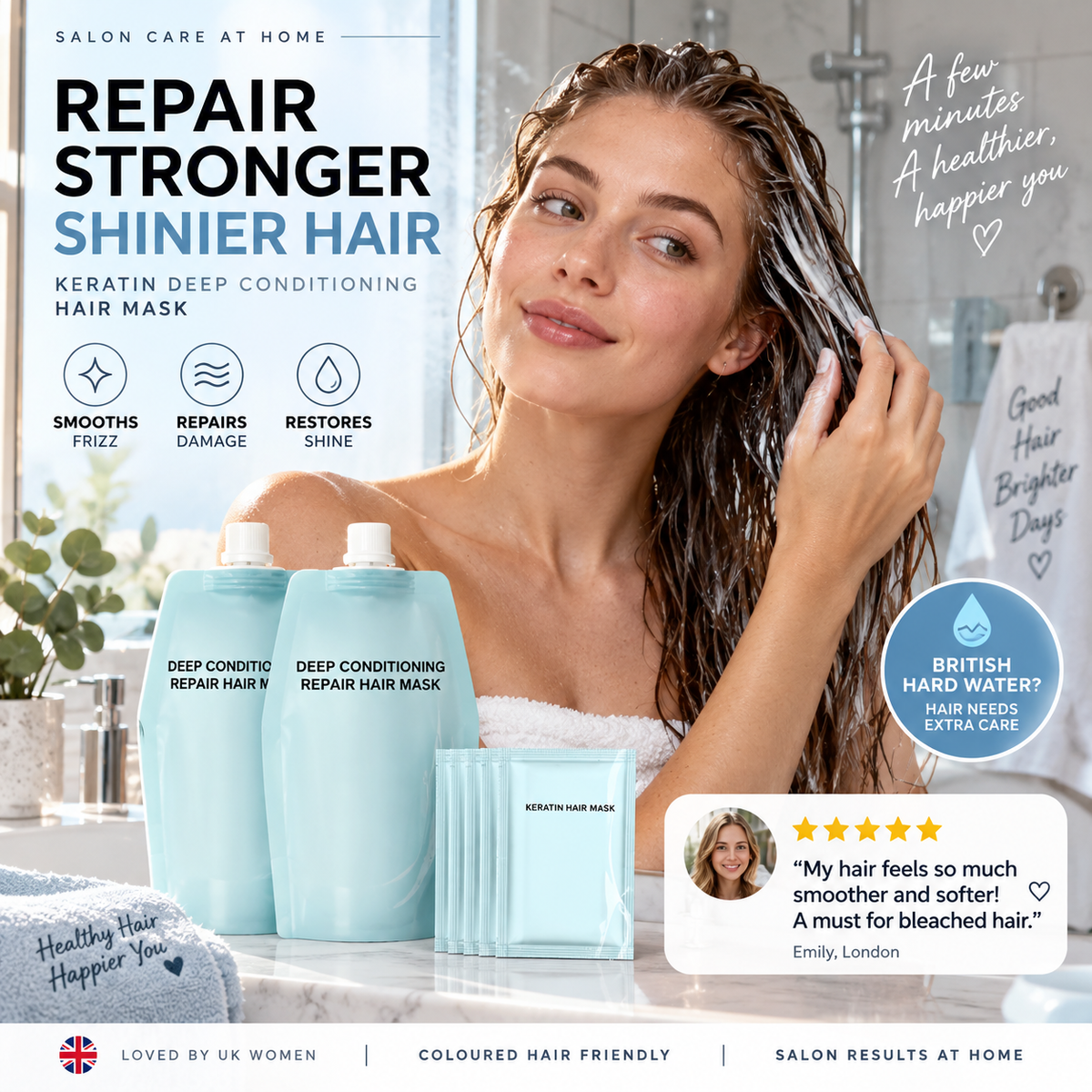 🔥Keratin Nourishing Hair Mask  – For Dry & Frizzy Hai&Repair Damaged Hair from Perm & Dye