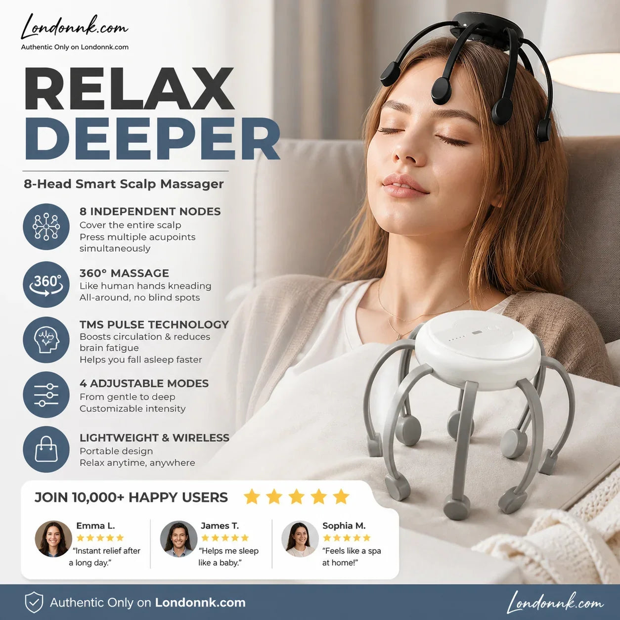 🐙 LIMITED-TIME 50% OFF! 💆‍♂️ Intelligent Octopus Head Massager – Relaxing Kneading, Multiple Modes & Portable Design 🔋
