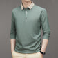 👑Men's Business Casual Solid Color Lapel Base T-shirt