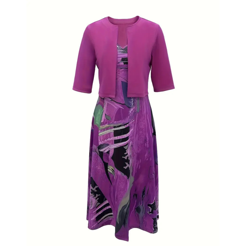 Elegant Women’s Two-Piece Set – Lightweight Cropped Cardigan & Sleeveless Dress