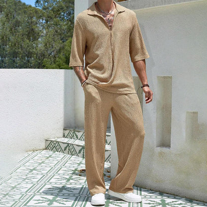 🌸2025 New Products 50% OFF💖Men's 2 Pieces Short Sleeve V-Neck Top & Pants Sets