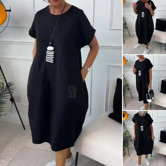 Oversized Round Neck Short Sleeve Dress